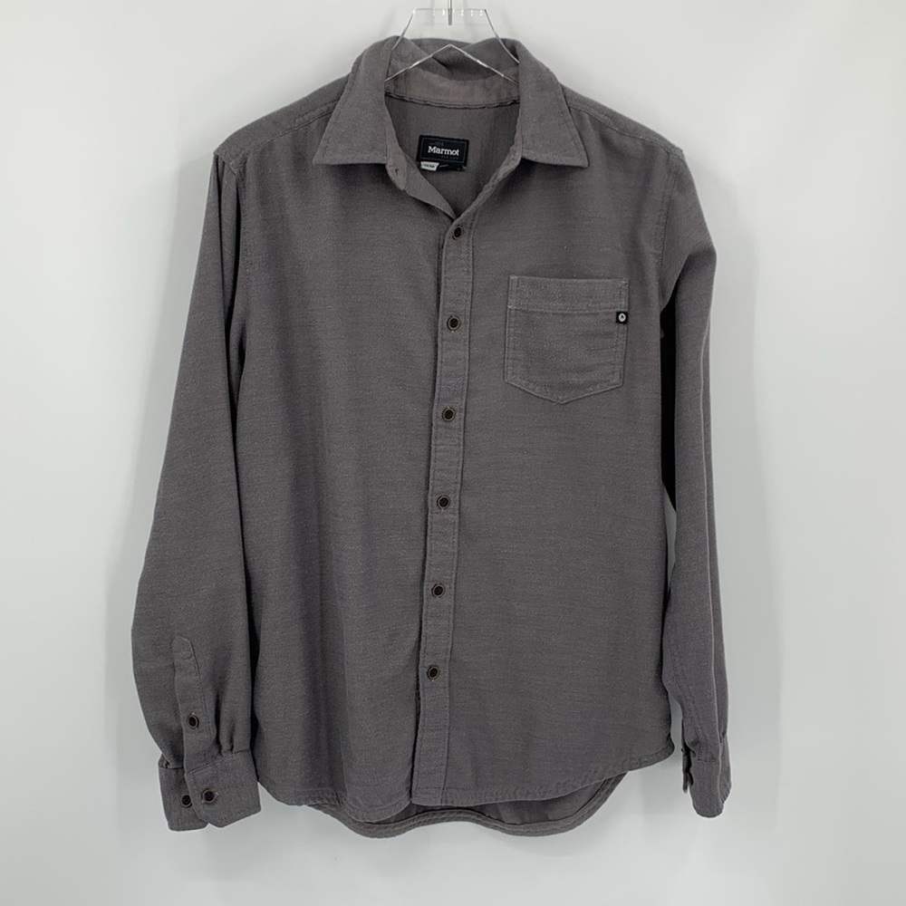 Marmot flannel button front shirt gray grey men soft men Medium M